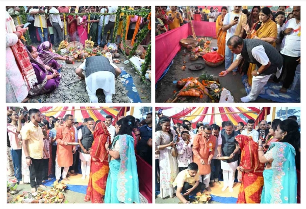 ছটপূজা উপলক্ষ্যে গুয়াহাটির পাণ্ডুঘাটে ঊষা অৰ্ঘ্য অৰ্পণ মুখ্যমন্ত্ৰী হিমন্তবিশ্ব শৰ্মার ছটপূজা উপলক্ষ্যে গুয়াহাটির পাণ্ডুঘাটে ঊষা অৰ্ঘ্য অৰ্পণ মুখ্যমন্ত্ৰী হিমন্তবিশ্ব শৰ্মার