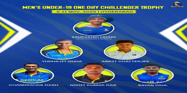 বাংলার ৫ উদীয়মান ক্রিকেটার ও কোচ সৌরাশিস লাহিড়ী একদিনের চ্যালেঞ্জার ট্রফিতে