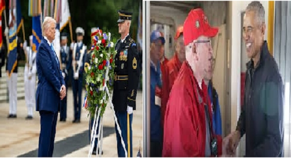 ভিন্ন মঞ্চে এক সুর: ভেটেরান্স ডে-তে ট্রাম্প-ওবামার দেশপ্রেম বার্তা ভিন্ন মঞ্চে এক সুর: ভেটেরান্স ডে-তে ট্রাম্প-ওবামার দেশপ্রেম বার্তা