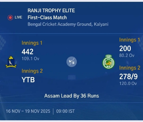 রঞ্জি ট্রফি - বাংলা ও অসম একনজরে দলগত স্কোর রঞ্জি ট্রফি - বাংলা ও অসম একনজরে দলগত স্কোর