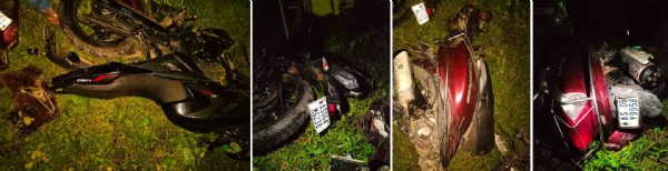 দুৰ্ঘটনাগ্ৰস্ত মটর বাইক ও স্কুটি