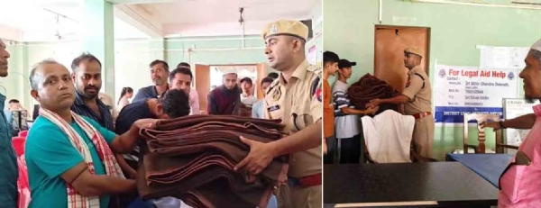 বাজা‌রিছড়া থানায় ভি‌ডি‌পি কর্মীদের মধ্যে কম্বল বিতরণ