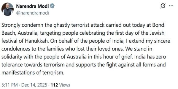 বন্ডাই সৈকতে সন্ত্রাসী হামলার নিন্দা প্রধানমন্ত্রীর