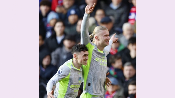 ইংলিশ প্রিমিয়ার লিগ: ক্রিস্টাল প্যালেসকে বড় ব্যবধানে হারাল ম্যানচেস্টার সিটি ইংলিশ প্রিমিয়ার লিগ: ক্রিস্টাল প্যালেসকে বড় ব্যবধানে হারাল ম্যানচেস্টার সিটি