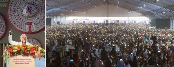 সমাবেশে ভাষণ দিচ্ছেন প্রধনমন্ত্রী