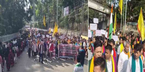 ছয় জনগোষ্ঠীকে জনজাতিকরণ সংক্রান্ত সরকারি প্রতিবেদনের প্রতিবাদে হাফলঙে মিছিল