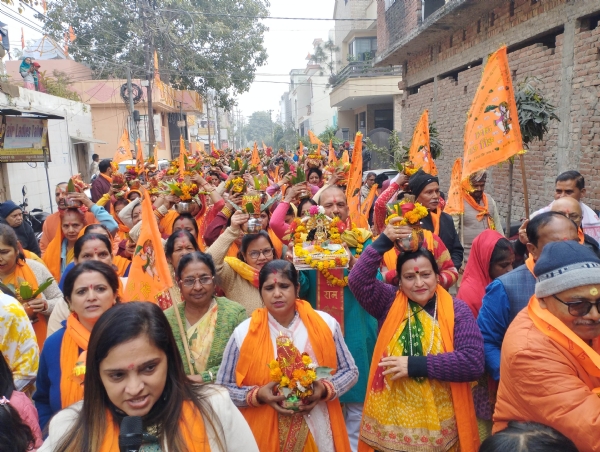 অযোধ্যার রামমন্দিরের দ্বিতীয় বর্ষপূর্তিতে মোরাদাবাদে কলসযাত্রা