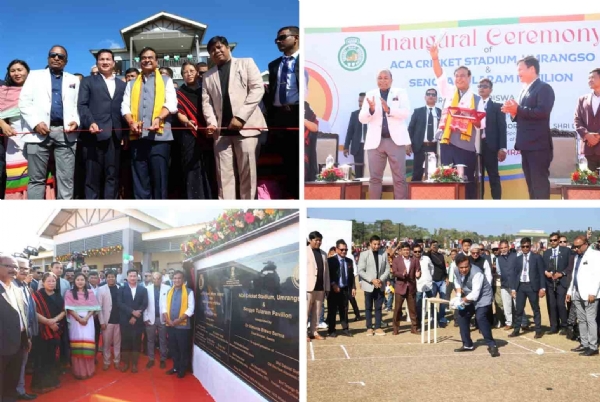 ব্যাটেবলে মুখ্যমন্ত্রী সহ ক্ৰিকেট স্টেডিয়ামের উদ্বোধনের কয়েকটি খণ্ডচিত্ৰ