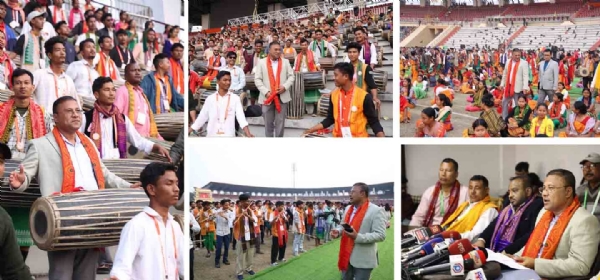 বাগরুম্বা মহড়া পরিবেশকদের সঙ্গে মন্ত্রী বিমল বরা