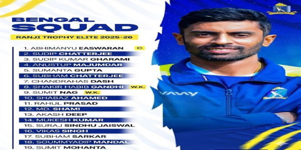 রঞ্জি ট্রফির জন্য ১৯ জনের বাংলা দল ঘোষণা, ফিরলেন শামি-আকাশদীপরা