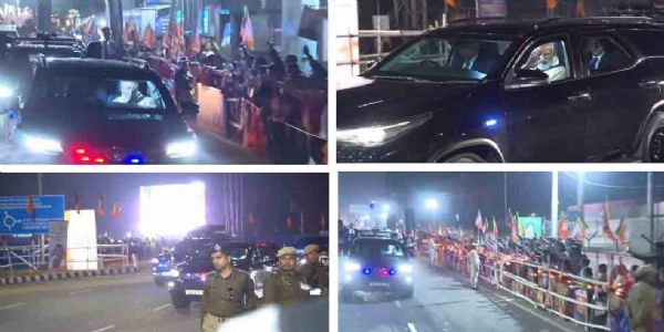 বিমানবন্দর থেকে আজারা, বর্ণাঢ্য রোড শো-র মাধ্যমে দু-দিনের অসম সফর শুরু প্রধানমন্ত্রীর