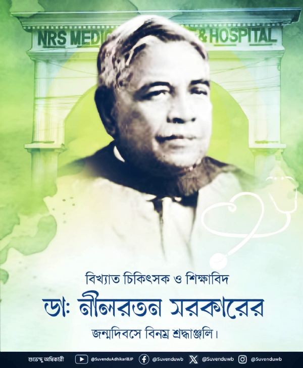 ডা. নীলরতন সরকারের জন্মদিনে শ্রদ্ধা মুখ্যমন্ত্রীর