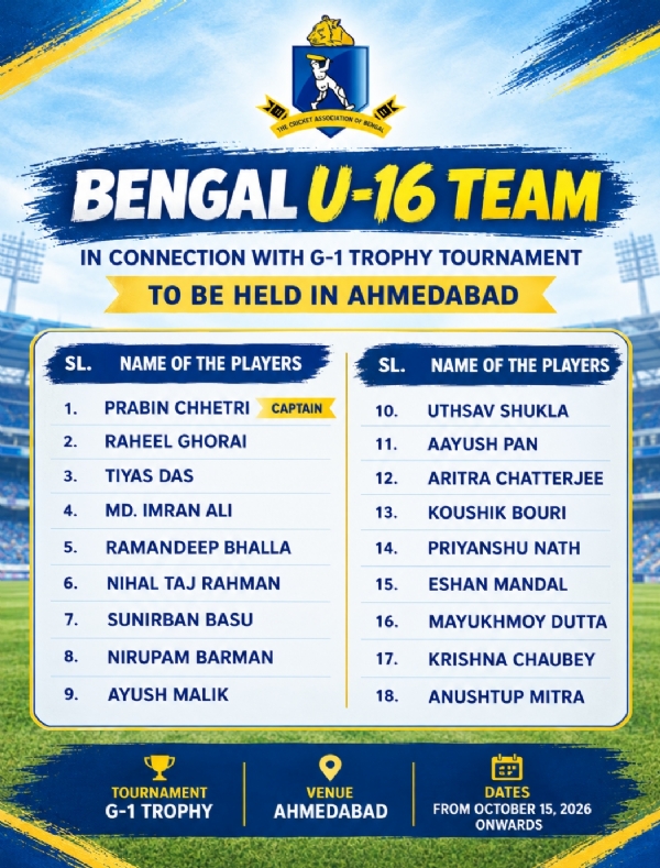 আমদাবাদে বাংলার খেলোয়াড়রা, দল ঘোষণা হয়েছে