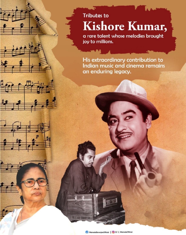 কিশোর কুমার এর প্রয়াণ দিবসে মমতা বন্দ্যোপাধ্যায়ের শ্রদ্ধা