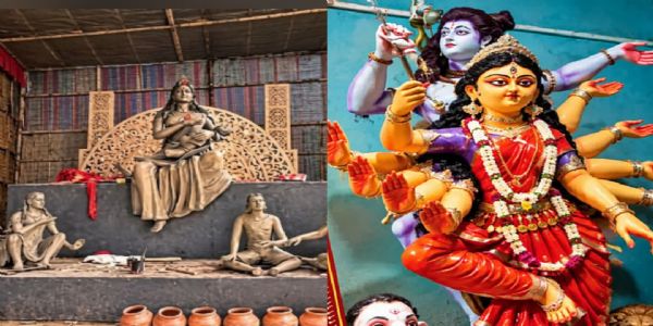 কৃত্রিম বুদ্ধিমত্তা ও ঐতিহ্যের মেলবন্ধন! বাঁকুড়ার ডুবারডাঙ্গার দাদা-নাতির হাতের জাদুতে জীবন্ত দুর্গা মূর্তি