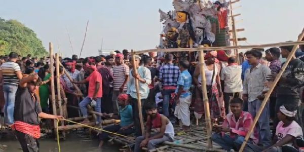 একাদশীতে জমজমাট নৌকাবাইচ, জঙ্গিপুরে পেটকাটি প্রতিমা বিসর্জন ঘিরে উৎসবের আমেজ