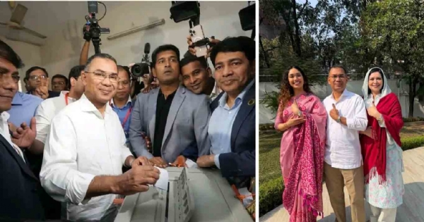 সপরিবারে ভোট দিলেন বিএনপি চেয়ারম্যান তারেক রহমান