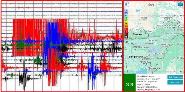 ভূমিকম্পে কেঁপেছে অসমের ডিমা হাসাও জেলা ও পার্শ্ববর্তী অঞ্চল