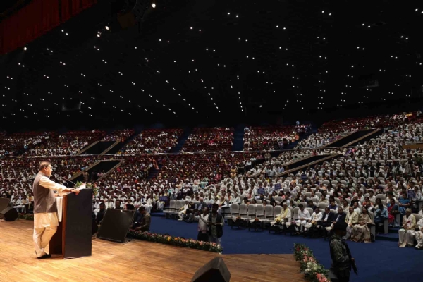 শিলান্যাস অনুষ্ঠানে বক্তব্য পেশ করছেন মুখ্যমন্ত্রী