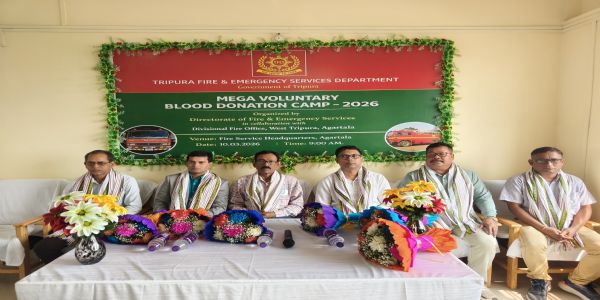 ত্রিপুরা ফায়ার অ্যান্ড ইমারজেন্সি সার্ভিসেস দফতরের উদ্যোগে আগরতলায় মেগা রক্তদান শিবির