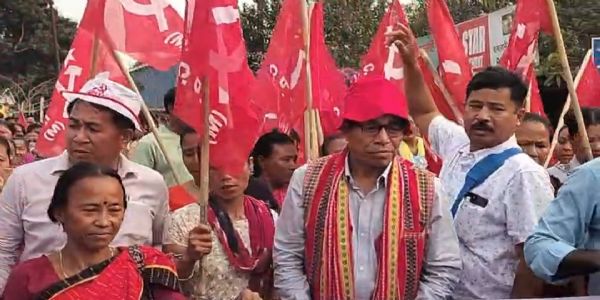 টিটিএএডিসি নির্বাচন : কলাছড়ায় বামফ্রন্টের মিছিল ও জনসভা