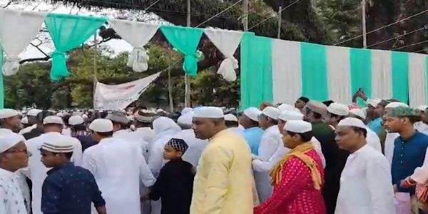 পাথারকান্দি টাউন ঈদগাহে ঈদের শুভেচ্ছা বিনিময় সর্বধর্ম সমন্বয় সভার