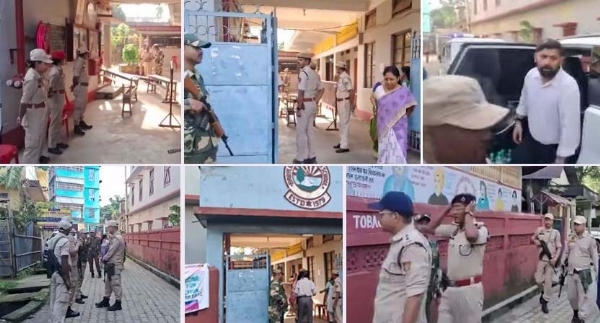 শ্রীভূমি শহরে বেবিল্যান্ড স্কুলে ২৩৯ নম্বর বুথে পুনৰ্ভোটের খণ্ডচিত্র