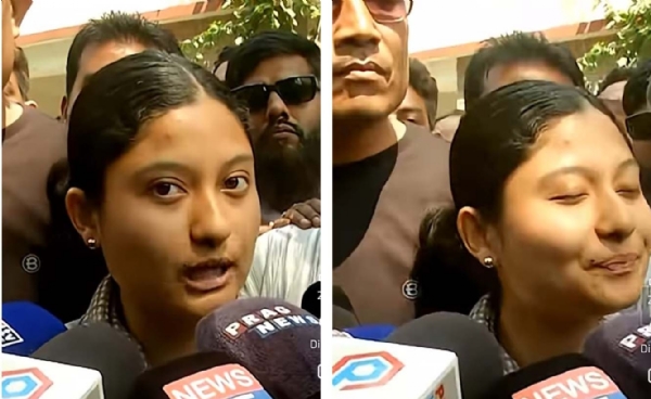 পানবাজার থানা থেকে বেরিয়ে সাংবাদিকদের মুখোমুখি এজেপি-প্রার্থী কুনকি চৌধুরী