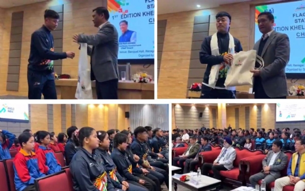 রাজ্যের খেলোয়াড়দের সংবর্ধনা জানাচ্ছেন মুখ্যমন্ত্রী পেমা খান্ডু