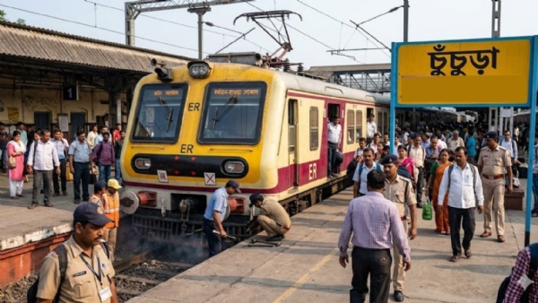 চুঁচুড়ায় আটকে পড়ে ডাউন বর্ধমান লোকাল