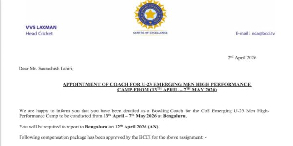 অনূর্ধ্ব-২৩ হাই-পারফরম্যান্স ক্যাম্প শুরু ১৩ এপ্রিল, এনসিএ-তে ডাক পেলেন লক্ষ্মী-তনয় অগস্ত্য