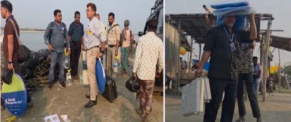 চামরিয়া বিধানসভা কেন্দ্রের ২১টি দুর্গম ভোটকেন্দ্রে পৌঁছতে ব্রহ্মপুত্র নদের তীরে ভোটকর্মীরা