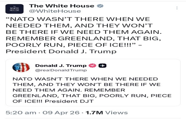 গ্রিনল্যান্ড ইস্যুতে নতুন চাপ, ন্যাটোকে হুঁশিয়ারি ট্রাম্পের