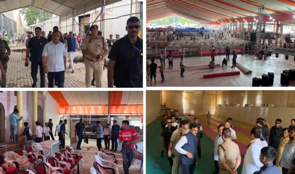 খানাপাড়া ময়দানে শপথগ্রহণ অনুষ্ঠানস্থলের পর্যবেক্ষণ হিমন্তবিশ্ব শর্মার