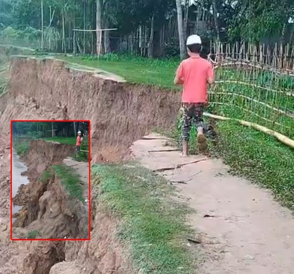 লঙ্গাই নদীর ভাঙনের কবলে আসাইঘাট গ্রাম