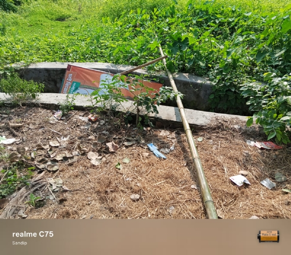 ড্রেনে পড়ে থাকা বিজেপির পতাকা ড্রেনে পড়ে থাকা বিজেপির পতাকা