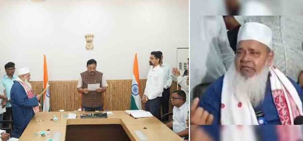 বিধায়ক পদে শপথ, পাশের ছবিতে সাংবাদিকদের সঙ্গে বার্তালাপ বদরউদ্দিনের