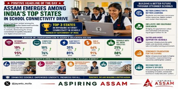 স্কুলে ইন্টারনেট সংযোগে দেশের শীর্ষ তিন রাজ্যের মধ্যে স্থান অসমের : মুখ্যমন্ত্রী হিমন্তবিশ্ব