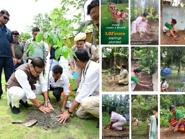 রুদ্রাক্ষের চারা রোপণ করছেন মুখ্যমন্ত্রী হিমন্তবিশ্ব শর্মা