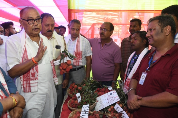 লিচুর স্টলে অন্য বিশিষ্টজনদের সঙ্গে সাংসদ রঞ্জিতকুমার দত্ত