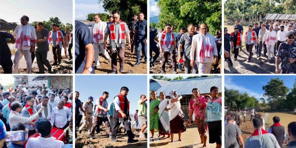 অসমের বন্যাকবলিত এলাকা পরিদর্শন কেন্দ্রীয় দুই মন্ত্রী শিবরাজ ও কিরেন, সহায়তার আশ্বাস