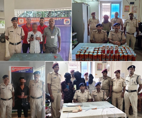 আরপিএফ-এর অভিযানে অবৈধ সামগ্ৰী সহ ধৃত বেআইনি কার্যকলাপে জড়িতদের একাংশ