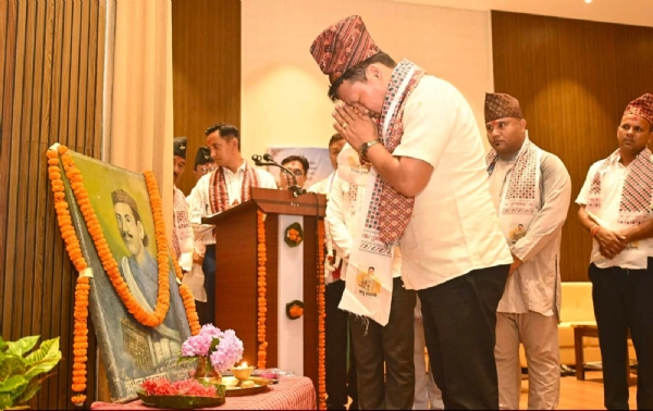ভানুভক্ত আচার্যের প্রতিকৃতিতে শ্রদ্ধার্ঘ্য সিইএম দেবলাল গার্লোসার