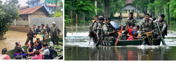 উজান অসমে বন্যাদুর্গতদের উদ্ধারে সেনা