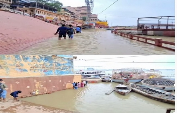 বারাণসীতে গঙ্গার জলস্তর বৃদ্ধি, ঘাটে ঘাটে যাতায়াত ব্যাহত