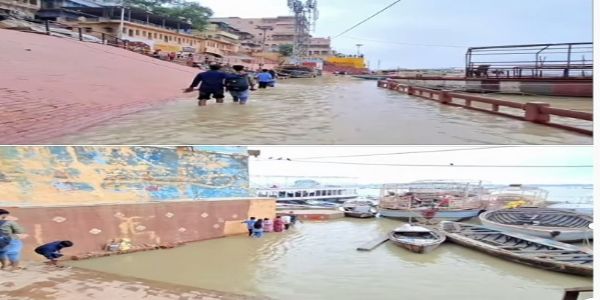 বারাণসীতে গঙ্গার জলস্তর বৃদ্ধি; ঘাটে যাতায়াত ব্যাহত, নজরদারি পুলিশের